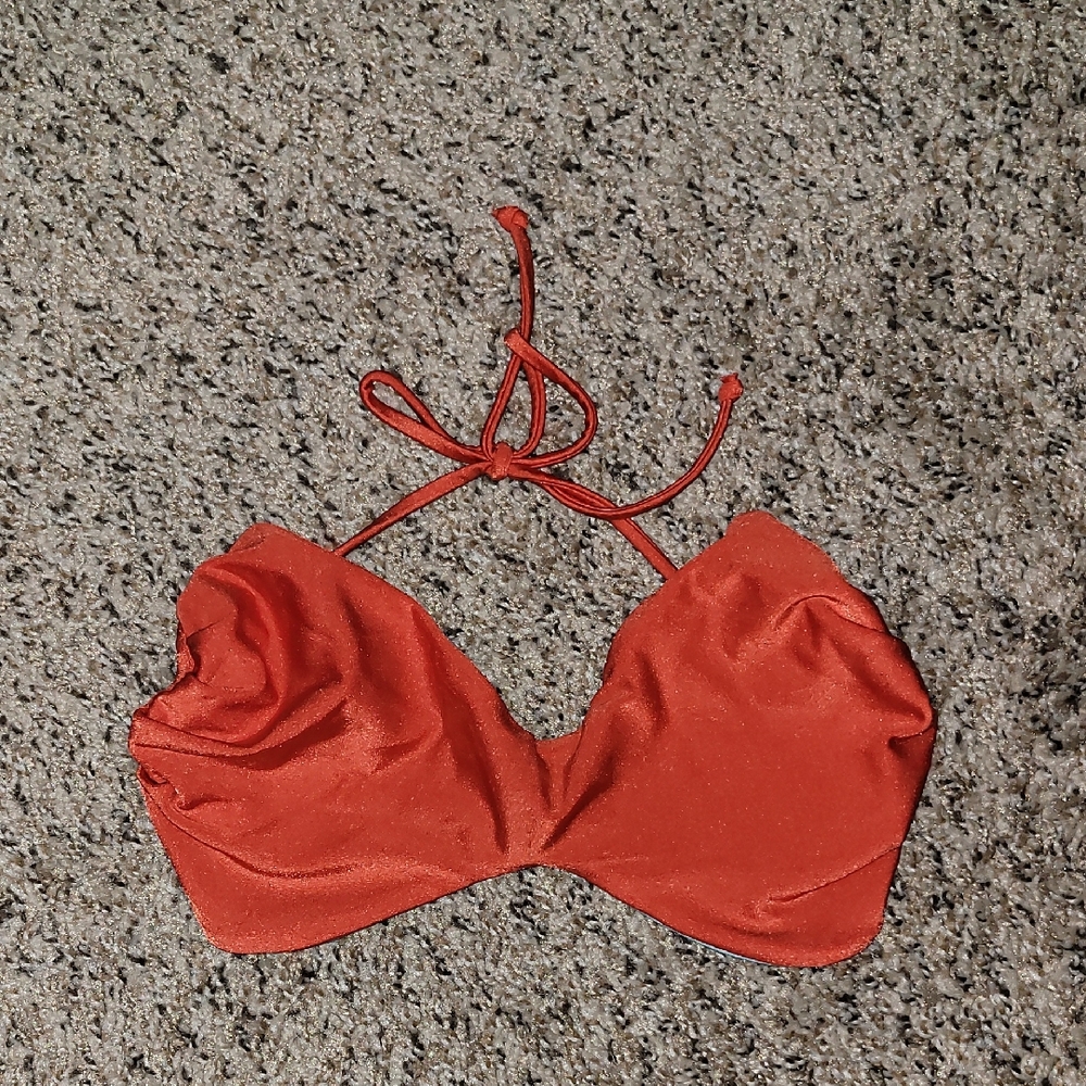 KOVEY Reversible Coral/Sky Blue Halter Bikini Top Size L NWOT